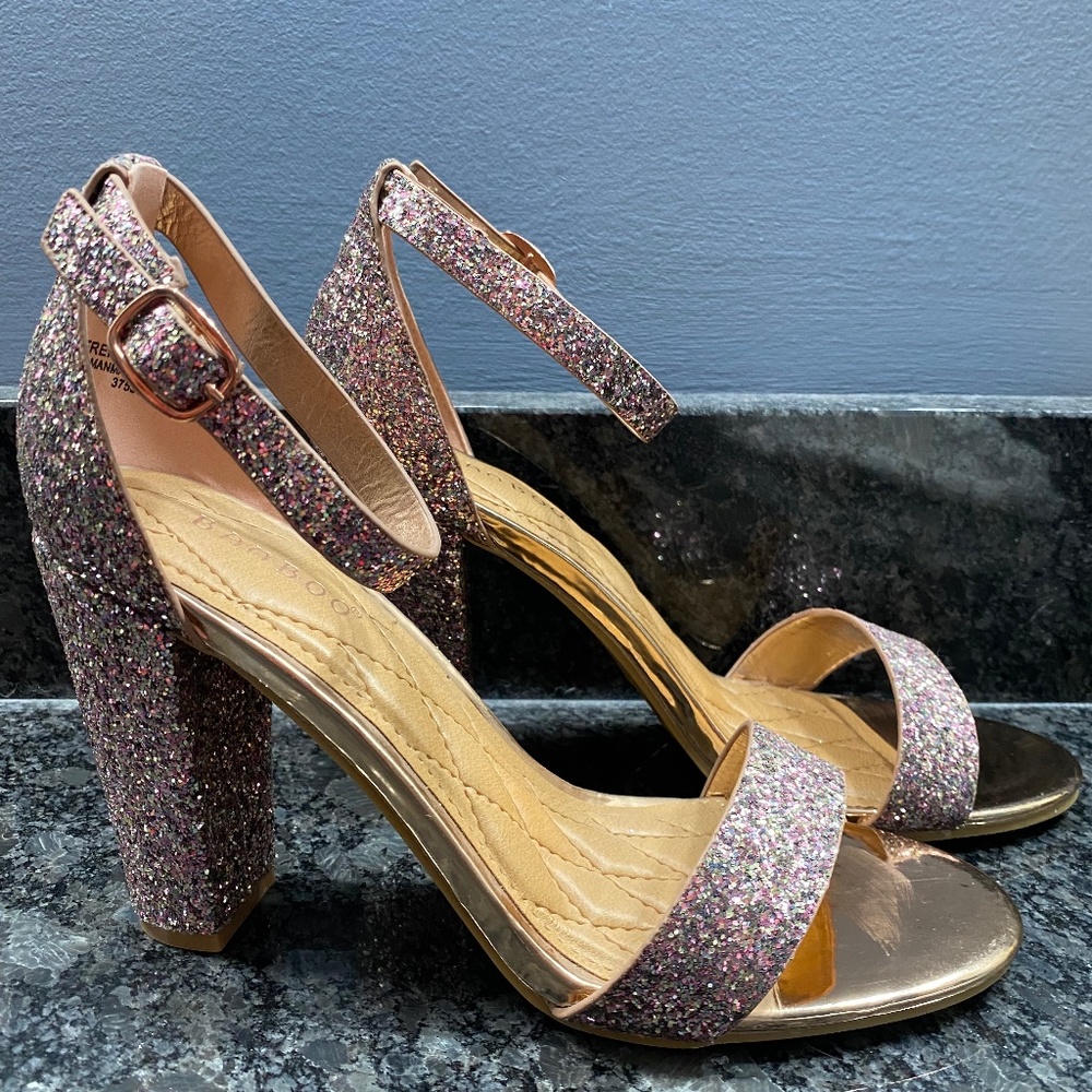 Rose gold glitter heel
